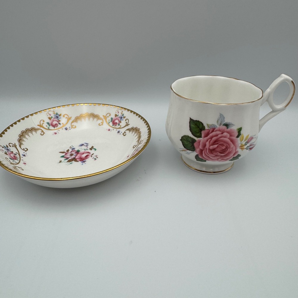 Royal Chelsea Ascot Saucer And Royal Dover Tea Cup Gold Trim English Bone‎ China